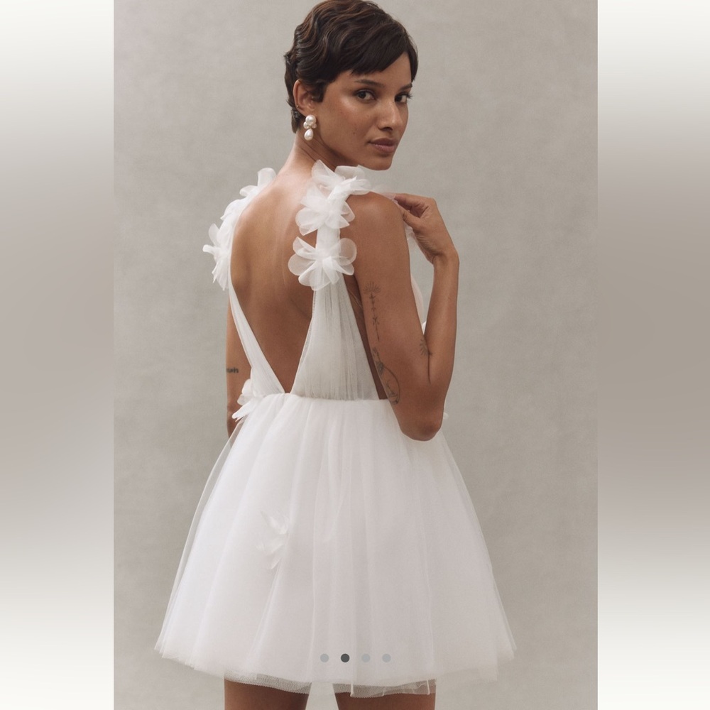 Katie May Cassia Plunge Tulle A-line Mini Dress